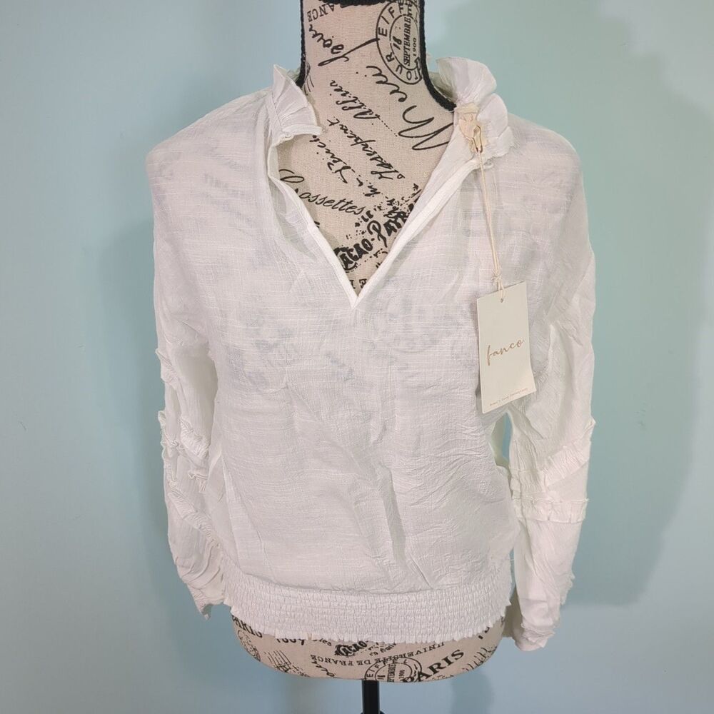 Franco white top blouse bishop sleeves new with tags small